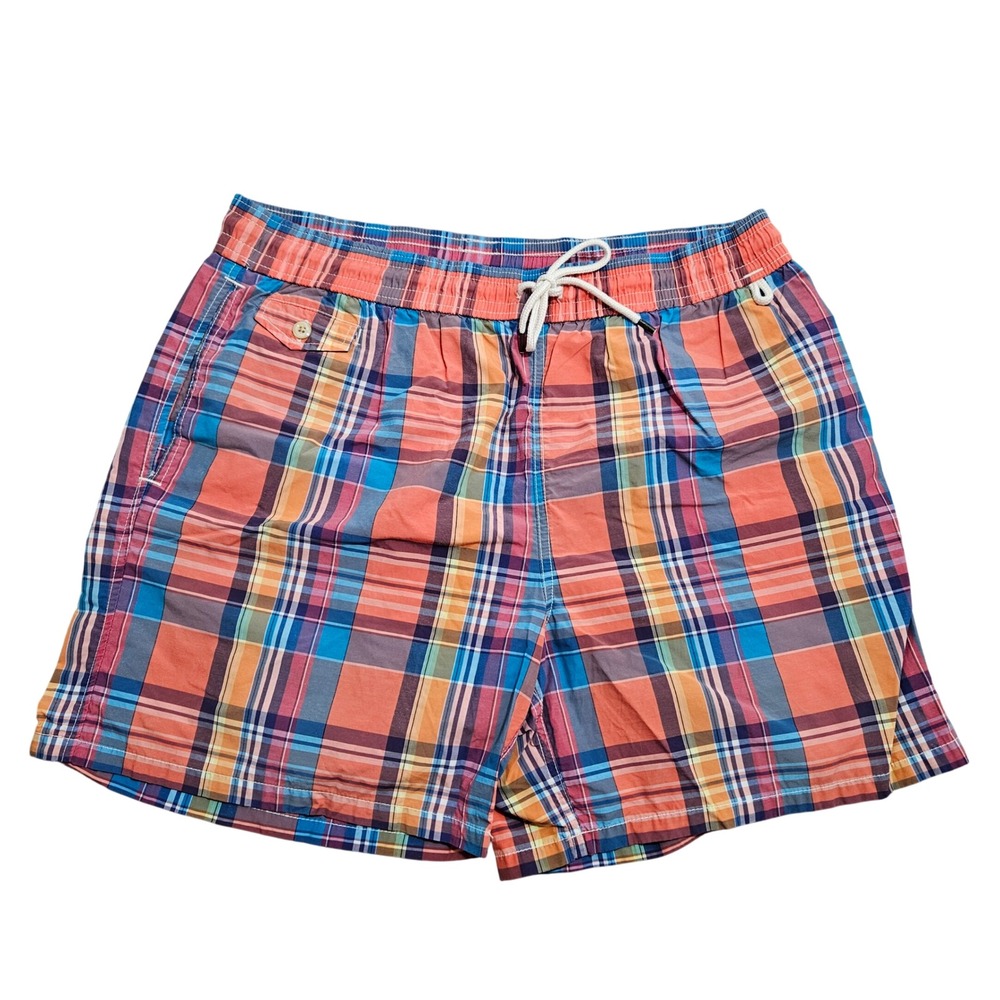 Polo Ralph Lauren Swim Trunks Mens XL Multicolor Plaid 5.5 Inseam Mesh Lining